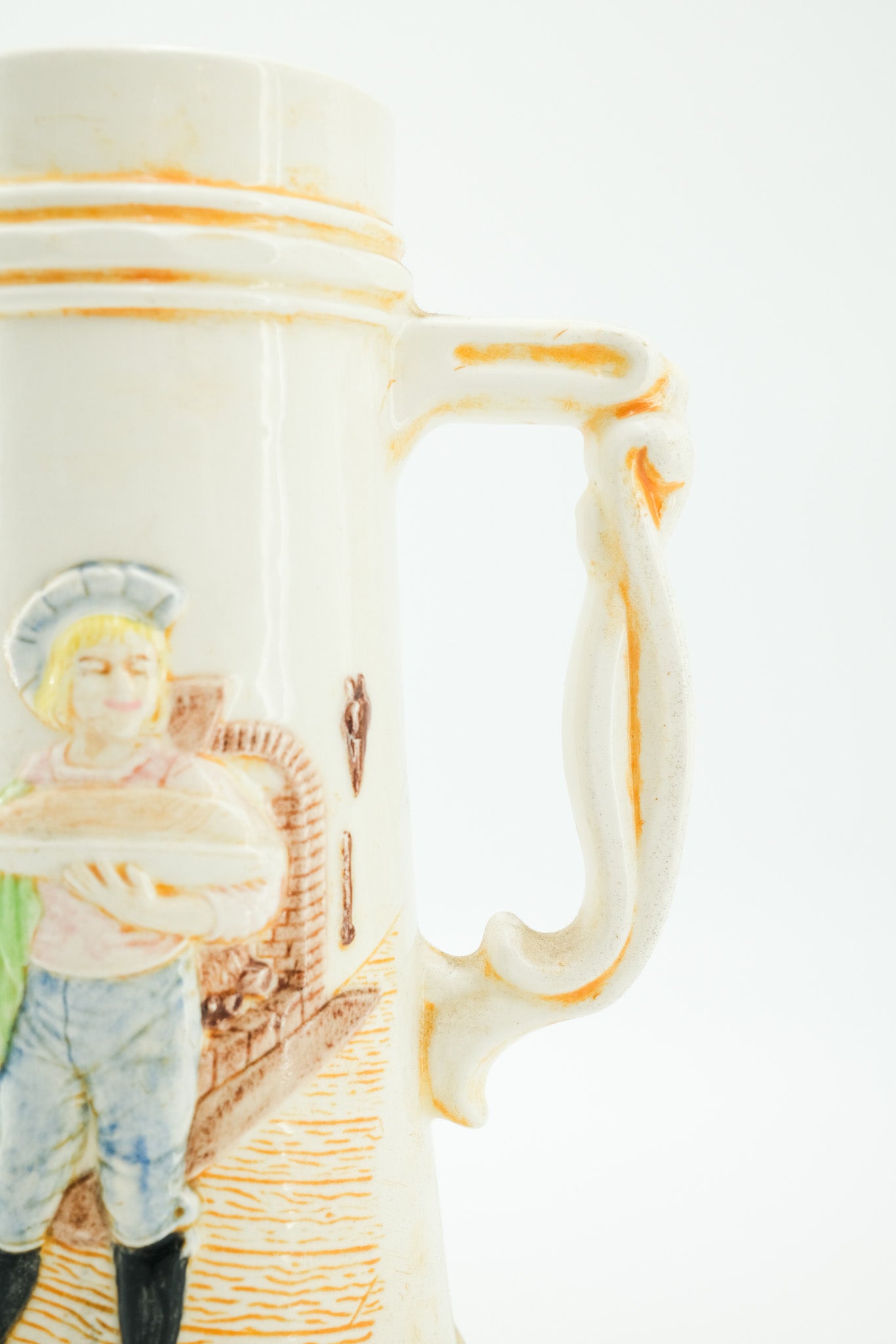 Vintage Ceramic Pitcher with Baker Relief / 陶器の水さし（パン職人