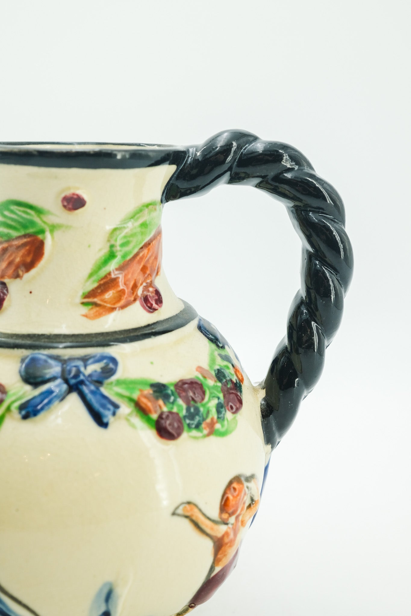 Vintage Ceramic Pitcher with Twisted Handle / ヴィンテージ
