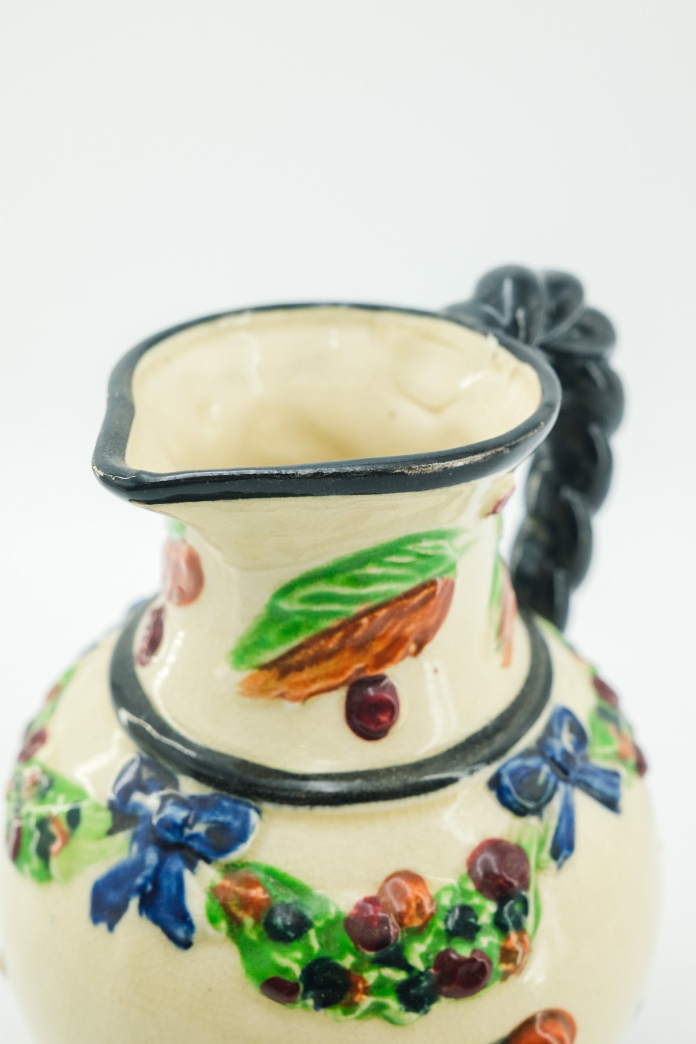 Vintage Ceramic Pitcher with Twisted Handle / ヴィンテージ