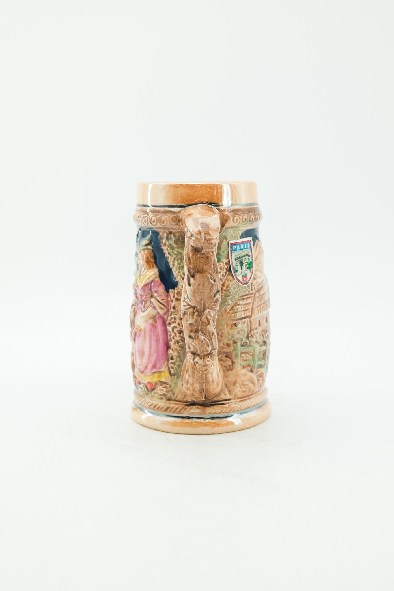 Vintage Beer Stein Mug with Paris Sticker / ヴィンテージ ビアジョッキ型マグカップ（パリステッカー）