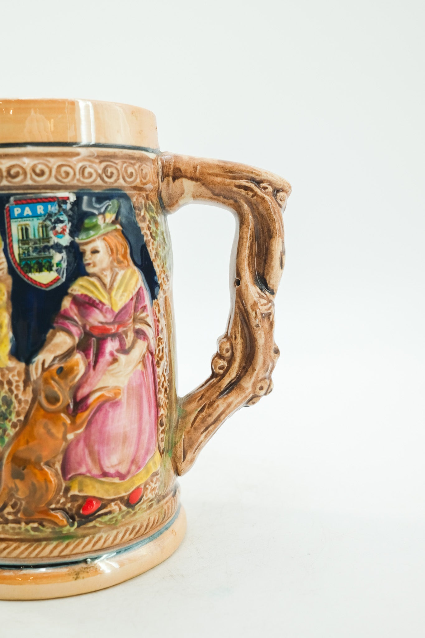 Vintage Beer Stein Mug with Paris Sticker / ヴィンテージ ビアジョッキ型マグカップ（パリステッカー）
