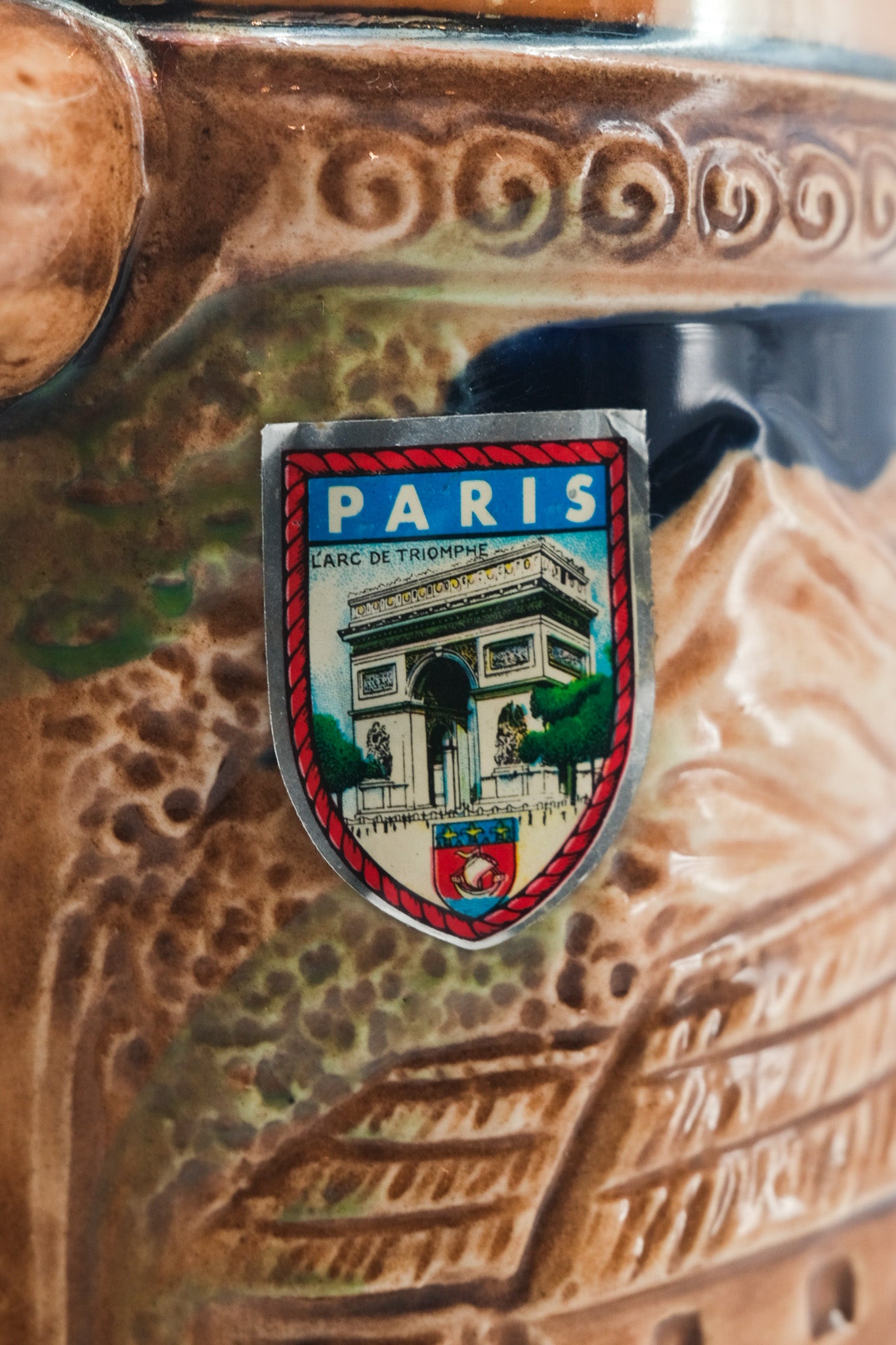 Vintage Beer Stein Mug with Paris Sticker / ヴィンテージ ビアジョッキ型マグカップ（パリステッカー）