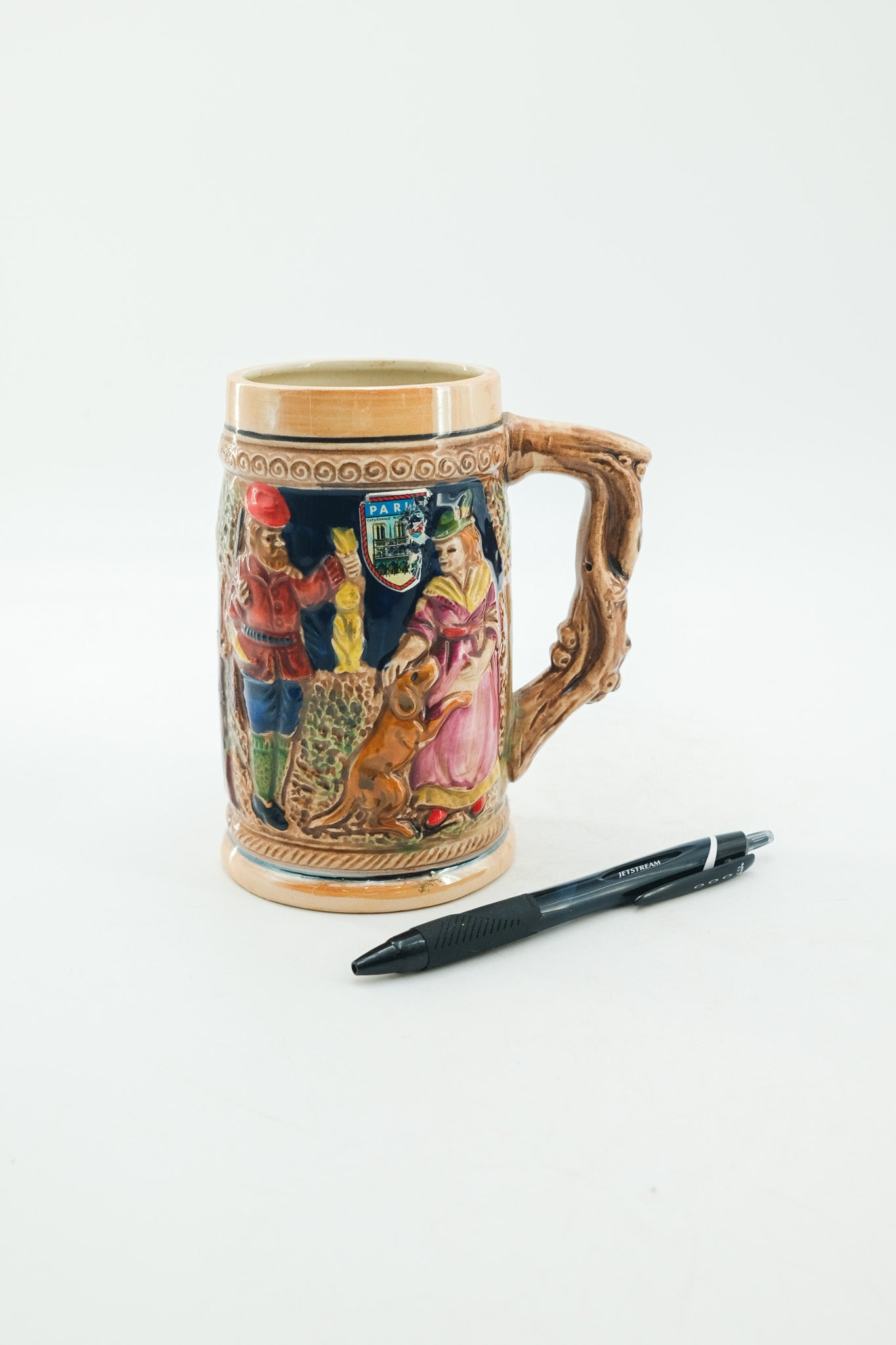Vintage Beer Stein Mug with Paris Sticker / ヴィンテージ ビアジョッキ型マグカップ（パリステッカー）