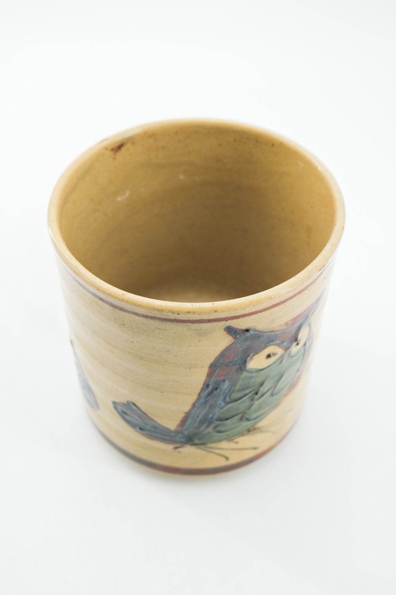 Owl patterned container / フクロウの筒鉢