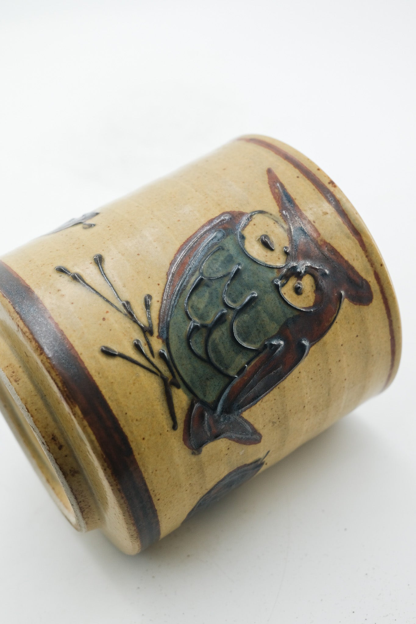 Owl patterned container / フクロウの筒鉢