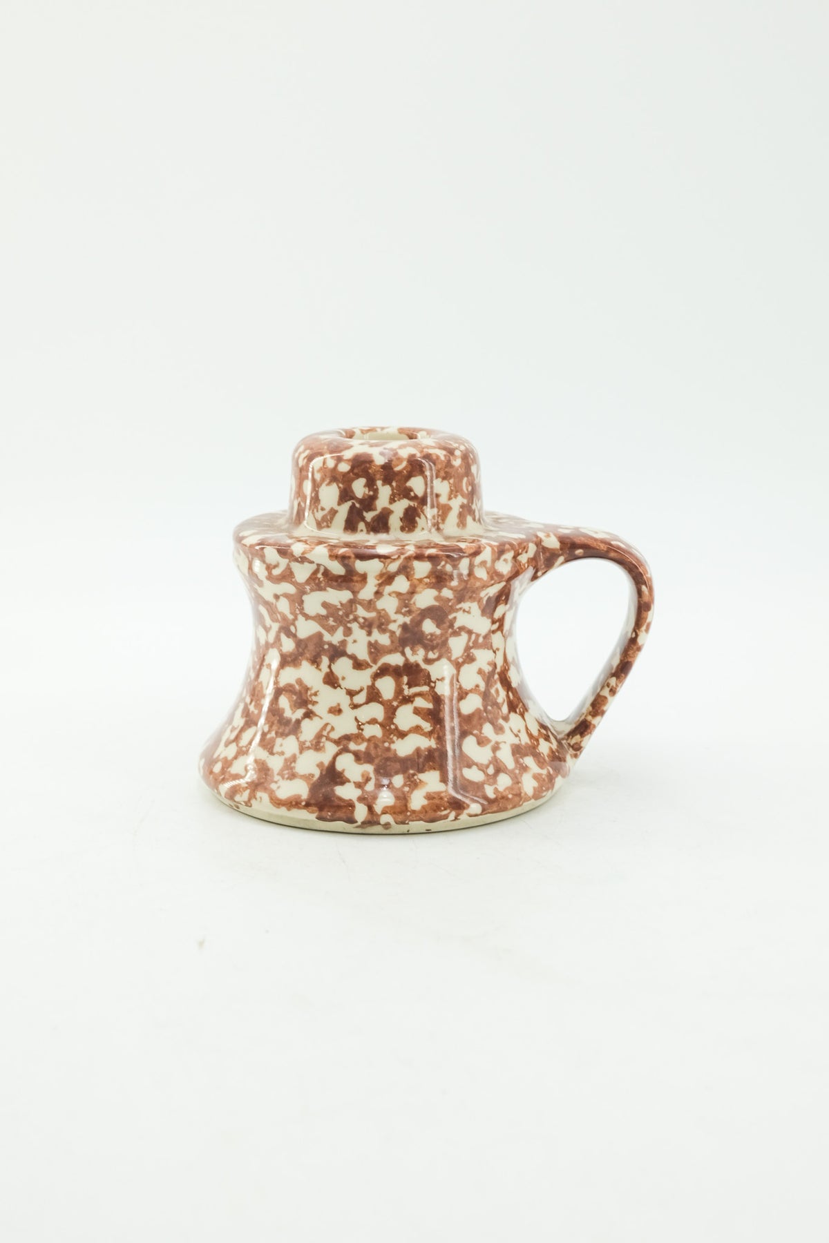 Spongeware Chamberstick Candle Holder (Brown) / スポンジウェア キャンドルホルダー（ブラウン）