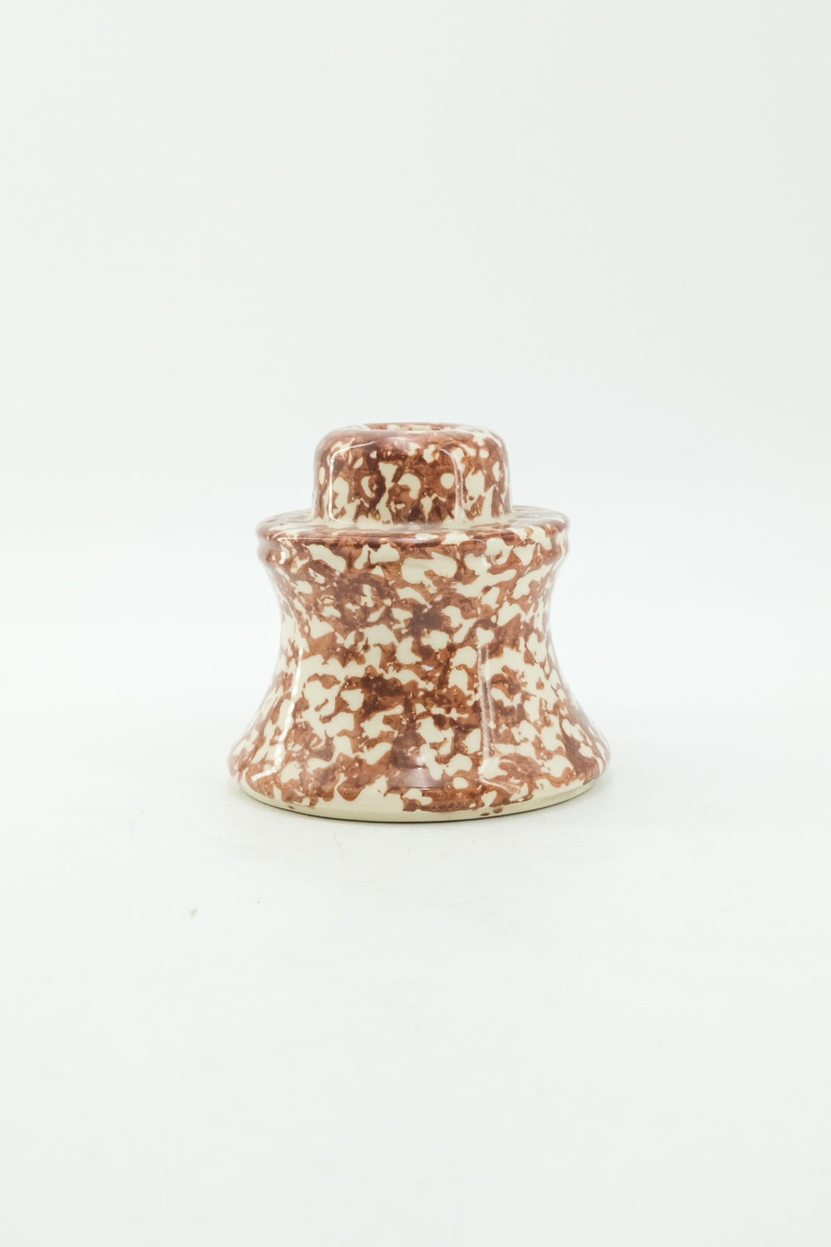 Spongeware Chamberstick Candle Holder (Brown) / スポンジウェア キャンドルホルダー（ブラウン）
