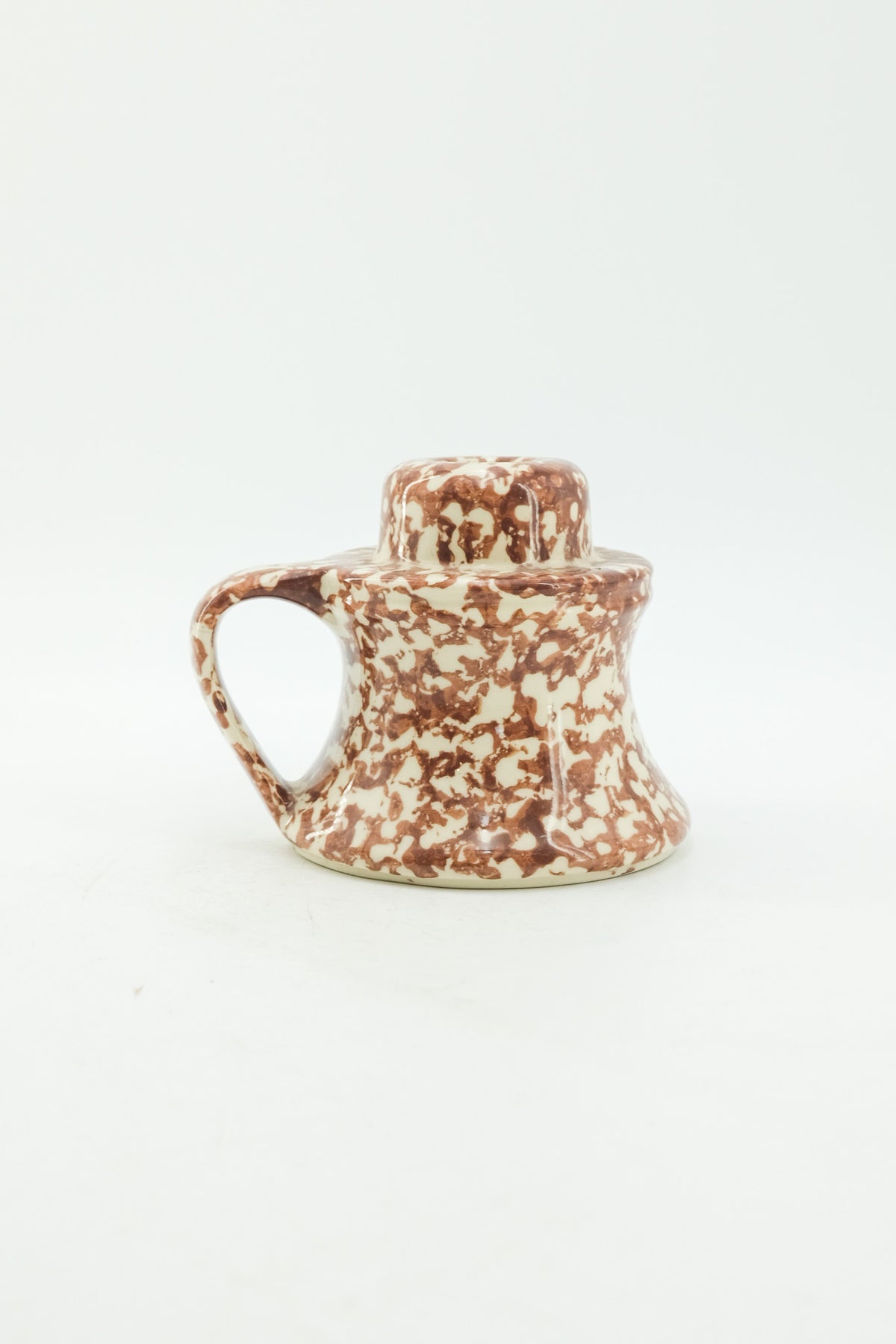 Spongeware Chamberstick Candle Holder (Brown) / スポンジウェア キャンドルホルダー（ブラウン）