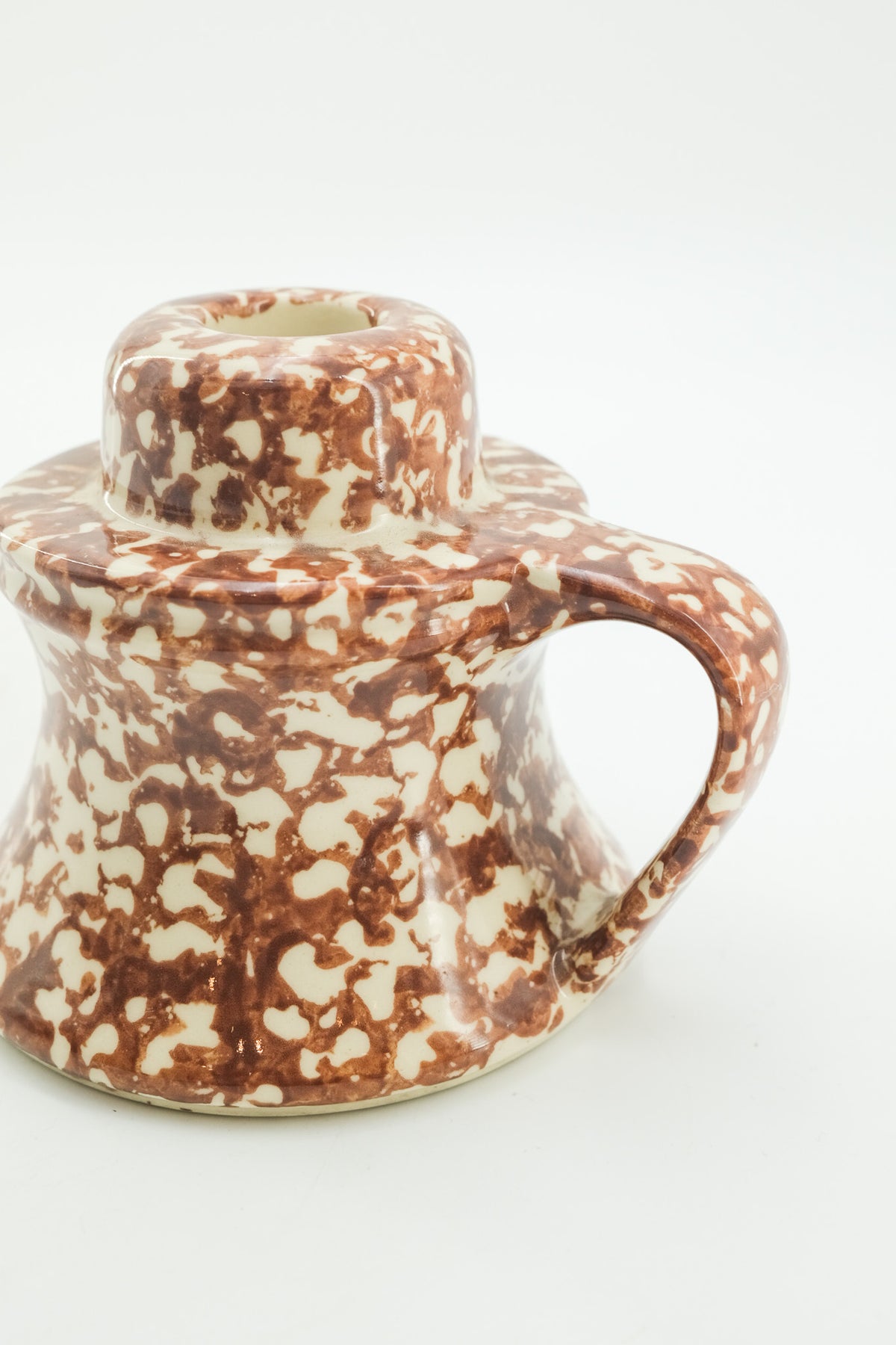 Spongeware Chamberstick Candle Holder (Brown) / スポンジウェア キャンドルホルダー（ブラウン）