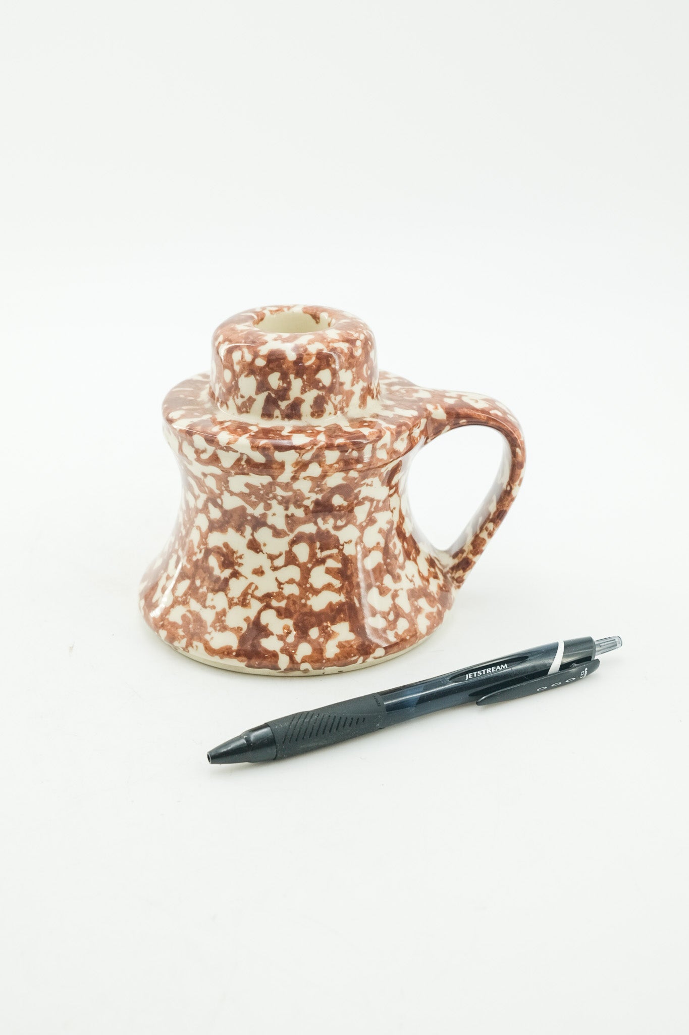 Spongeware Chamberstick Candle Holder (Brown) / スポンジウェア