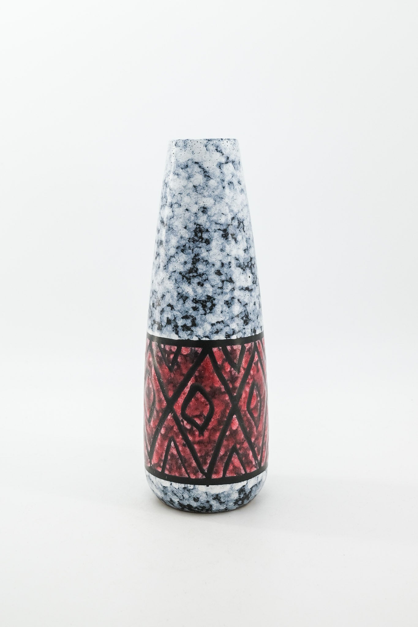 Tapered Ceramic Vase with Geometric Pattern / テーパード フラワーベース