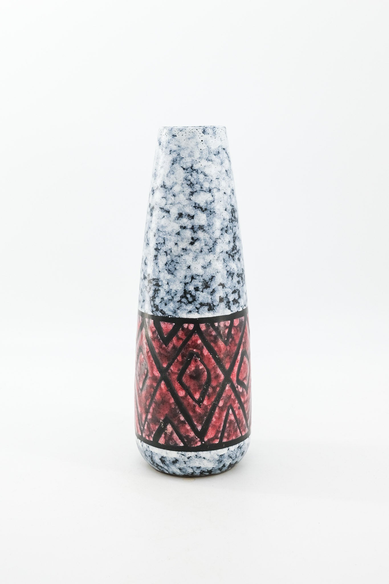Tapered Ceramic Vase with Geometric Pattern / テーパード フラワーベース