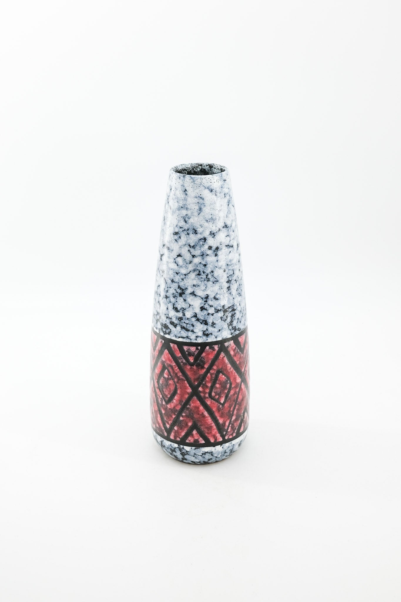 Tapered Ceramic Vase with Geometric Pattern / テーパード フラワーベース