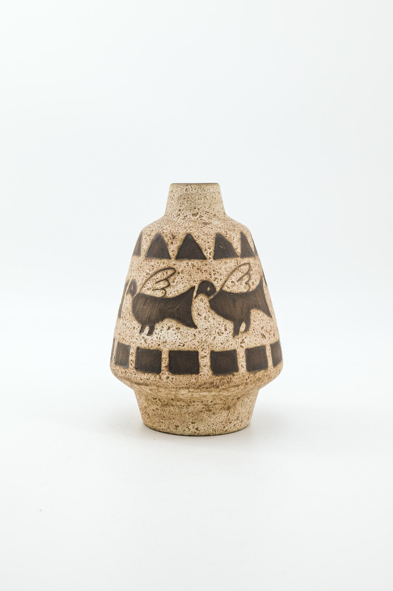 Fat Lava Vase with Bird Motif / ファットラヴァ 鳥のモチーフ 花瓶