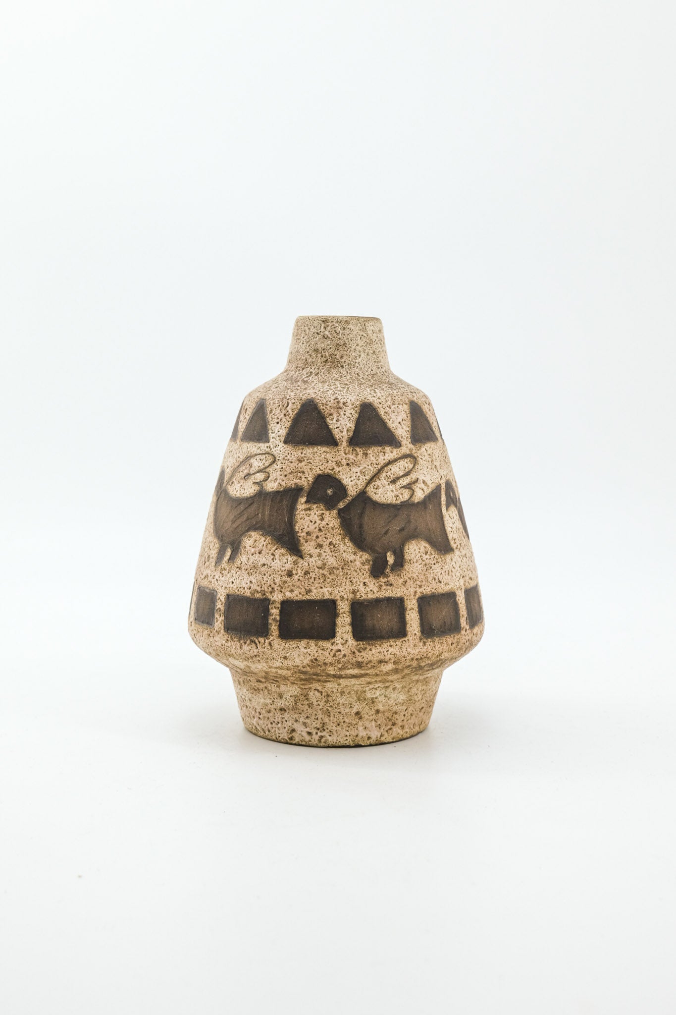 Fat Lava Vase with Bird Motif / ファットラヴァ 鳥のモチーフ 花瓶