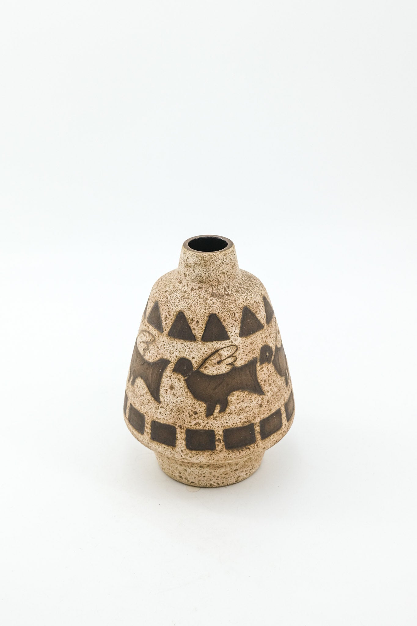 Fat Lava Vase with Bird Motif / ファットラヴァ 鳥のモチーフ 花瓶