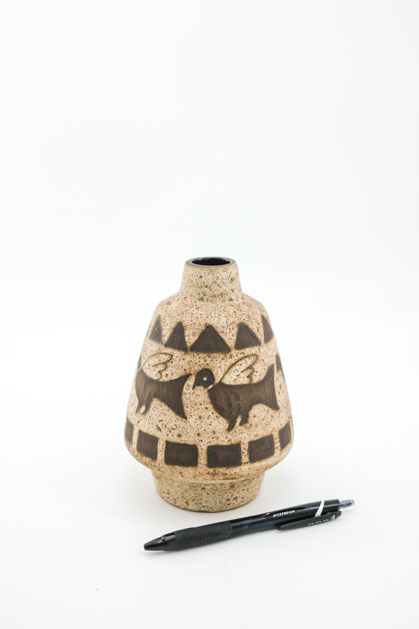 Fat Lava Vase with Bird Motif / ファットラヴァ 鳥のモチーフ 花瓶
