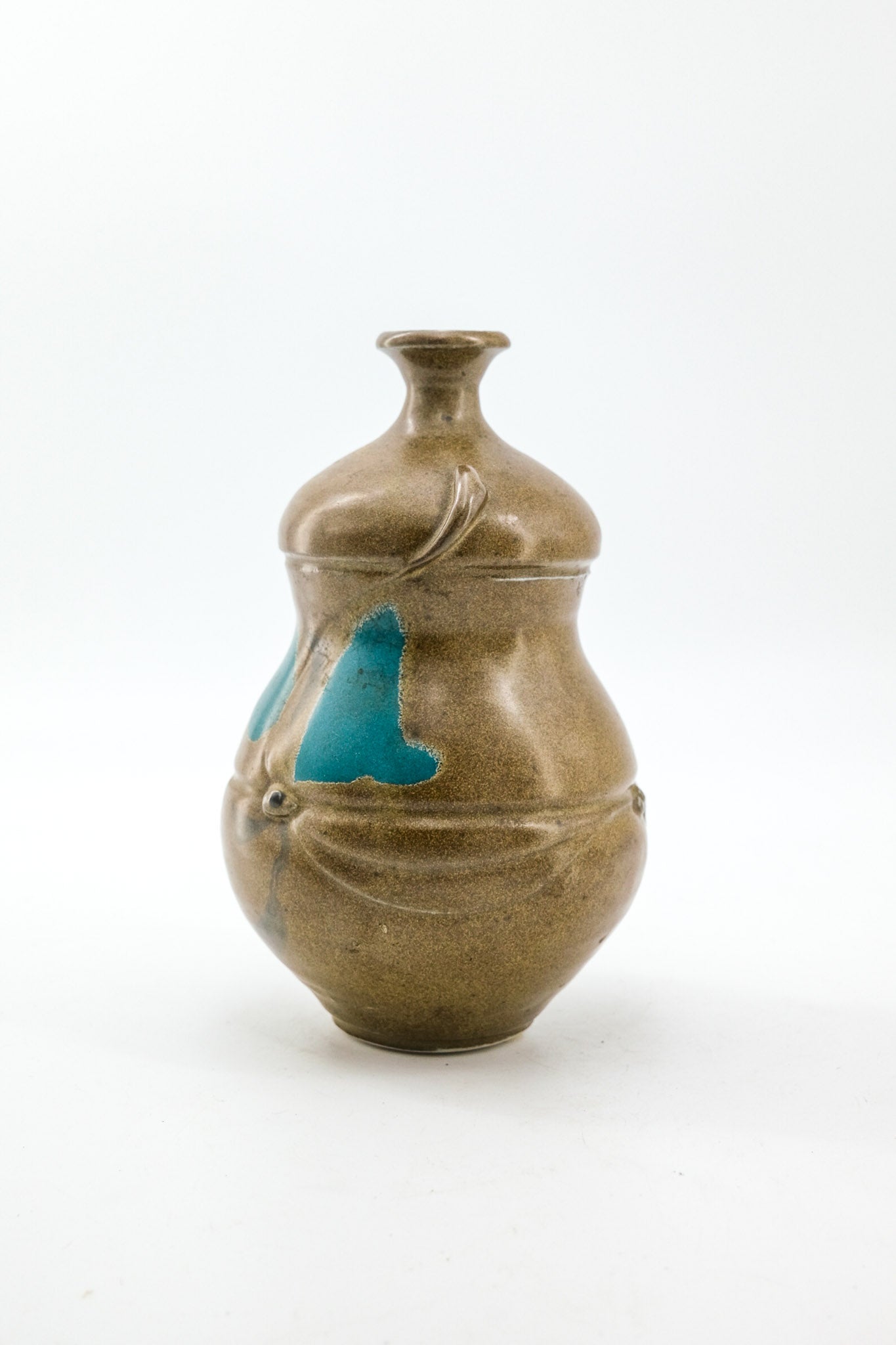 Pottery Jar with Turquoise Glaze / ターコイズ釉薬の陶器ジャー