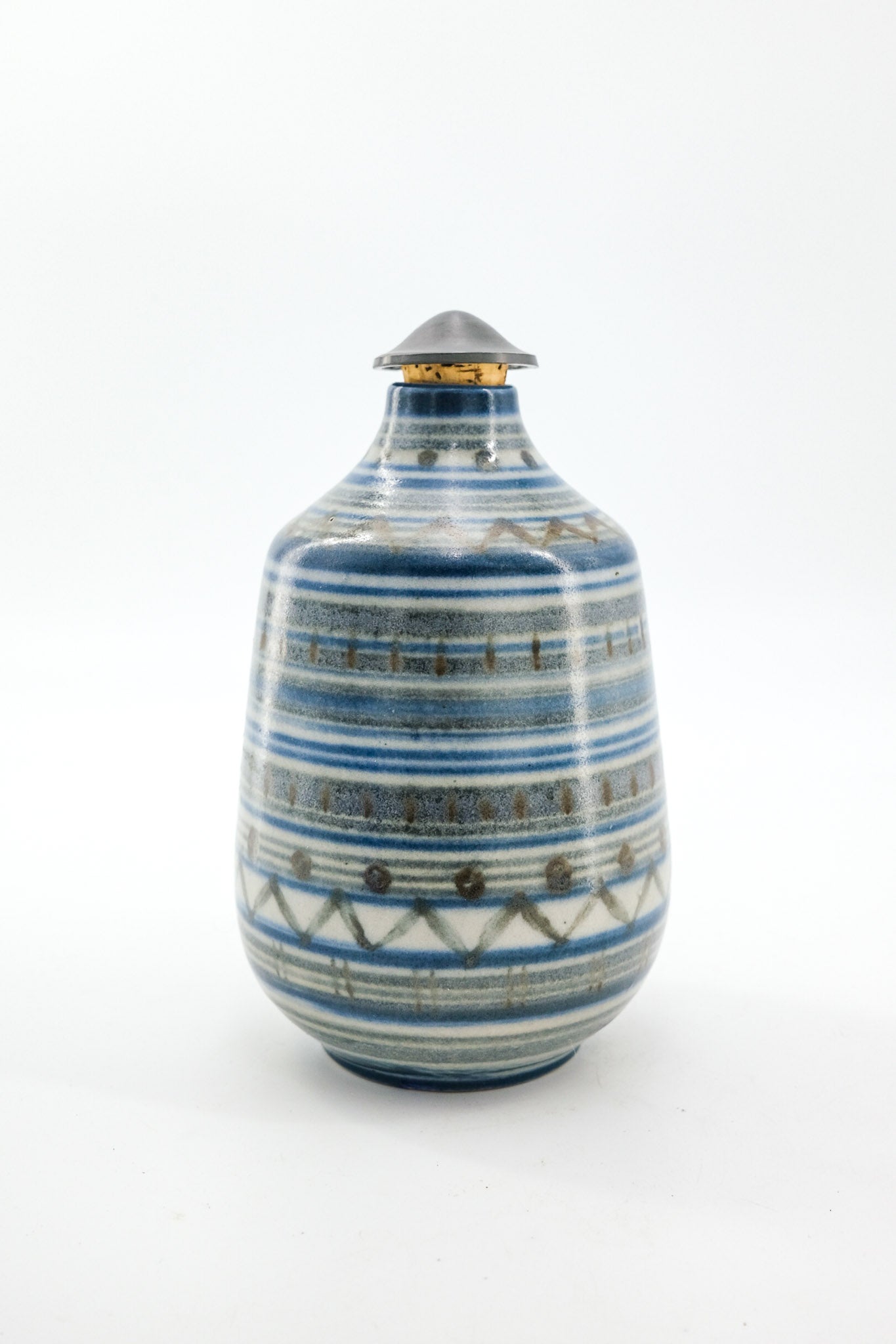 Small Lidded Bottle with Hand-painted Geometric Design / 手描き幾何学文様 蓋付き小瓶