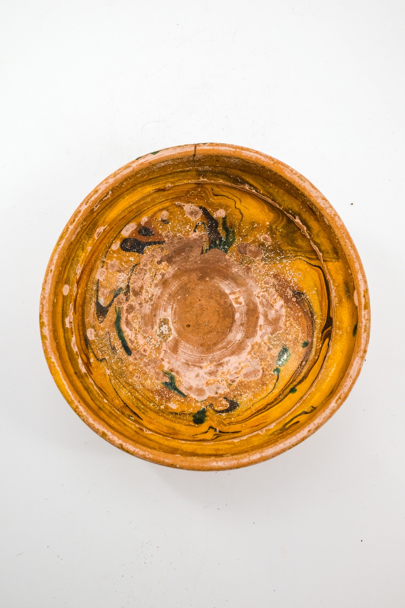 Marble-glazed terracotta bowl / マーブルの釉薬のテラコッタボウル