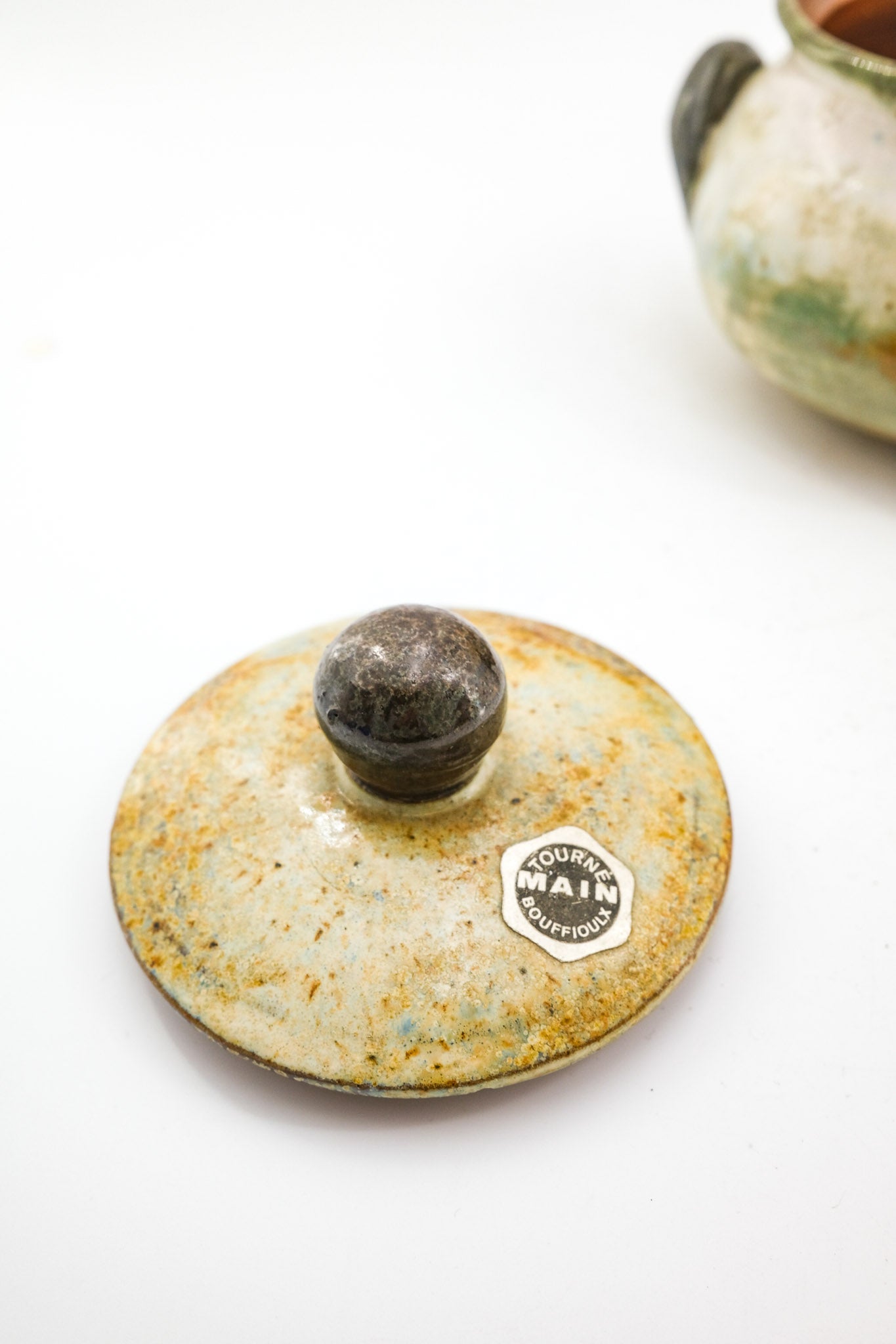 Pottery Jar with Lid - Bouffioulx / ベルギー Bouffioulx製 蓋付き陶器ジャー