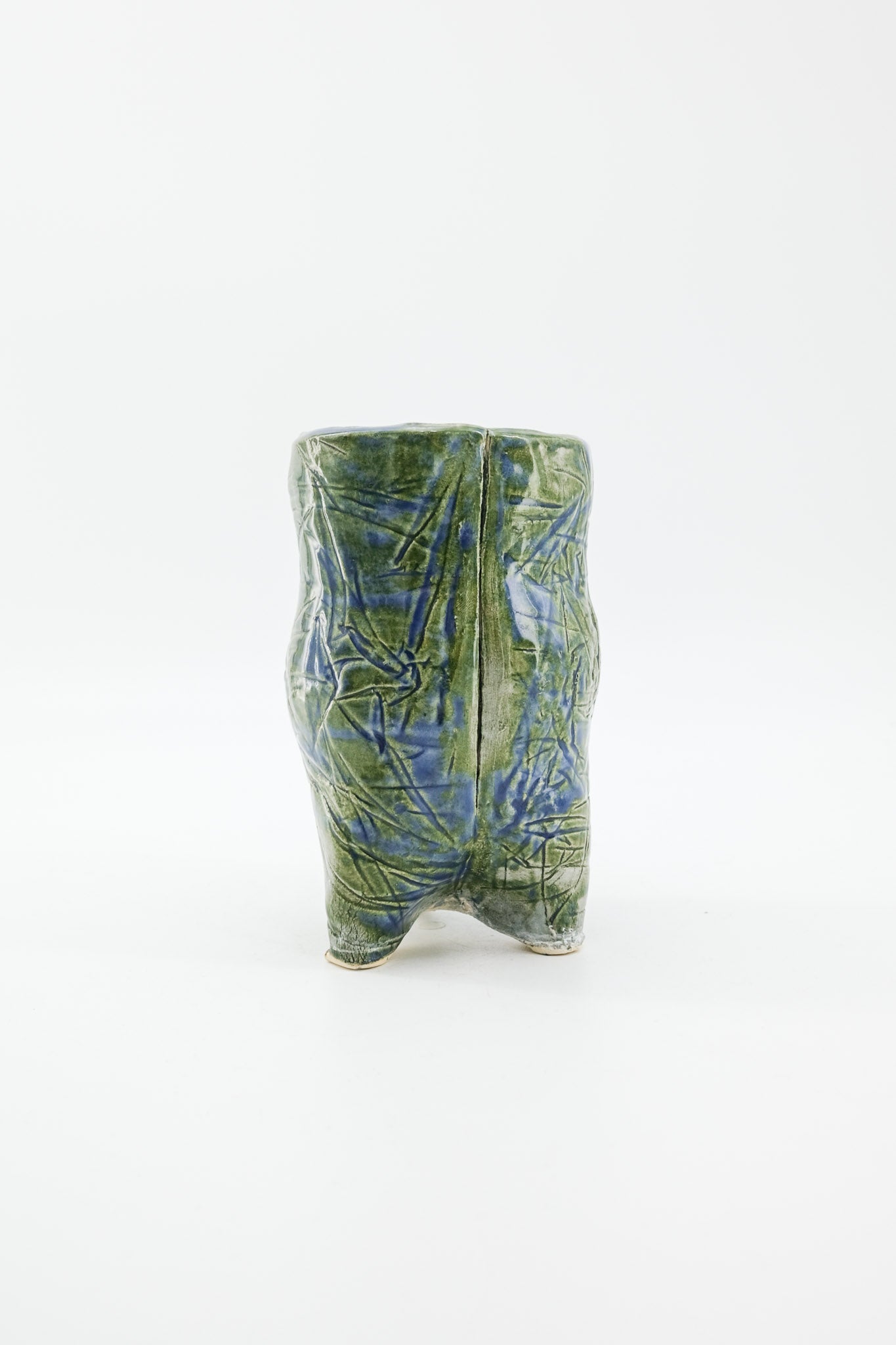 Tripod Textured Vase - Green & Blue / 3脚のテクスチャーベース（グリーン＆ブルー）