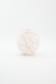 Red Thread Patterned Frosted Glass Vase / レッドスレッド フロストガラス フラワーベース