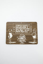 I.O.U. Wooden Plaque - "A Nervous Wreck" / I.O.U. 木製プラーク「神経衰弱」