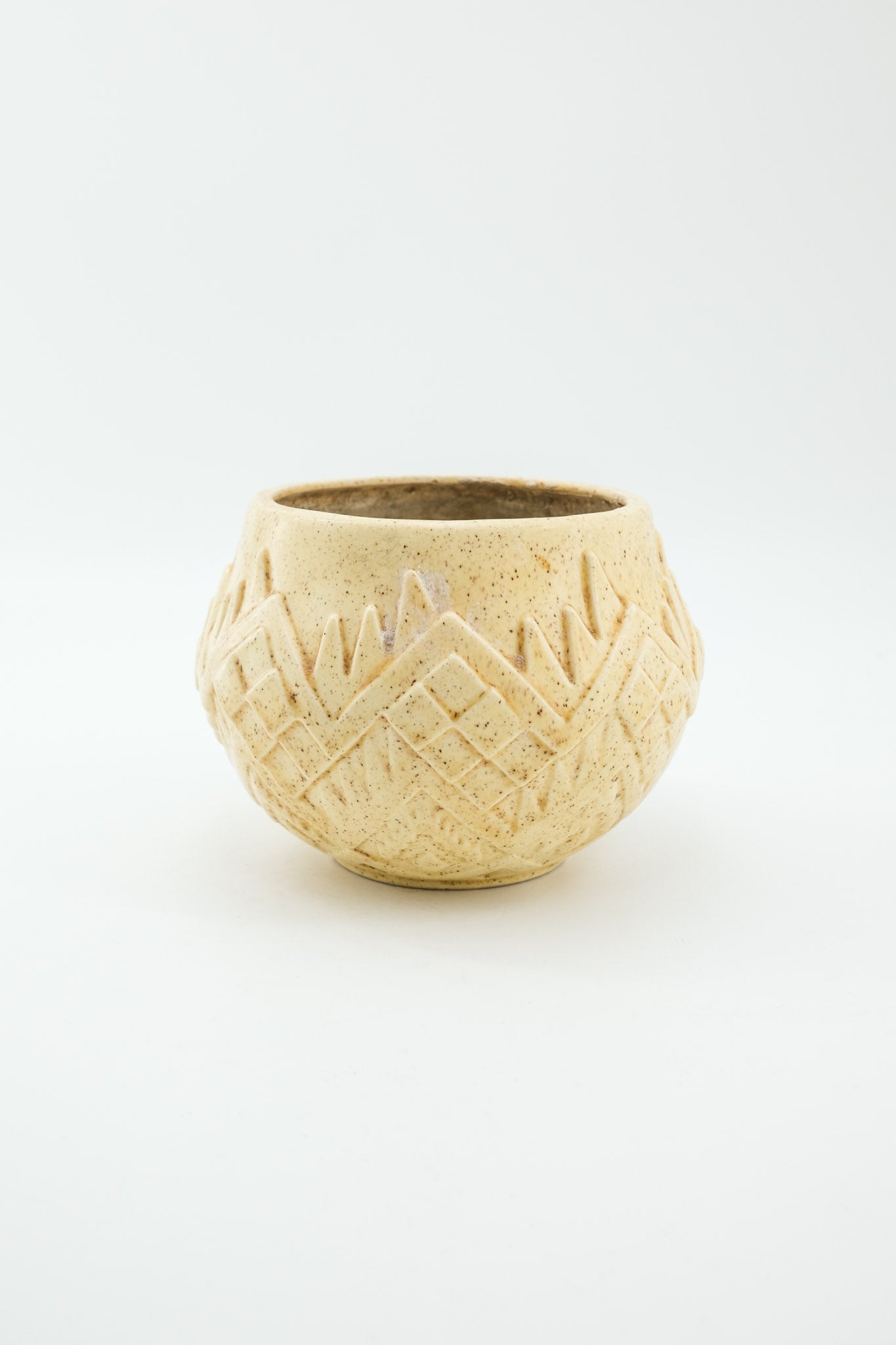 Pottery Planter with Geometric Pattern / 幾何学模様の陶器プランター