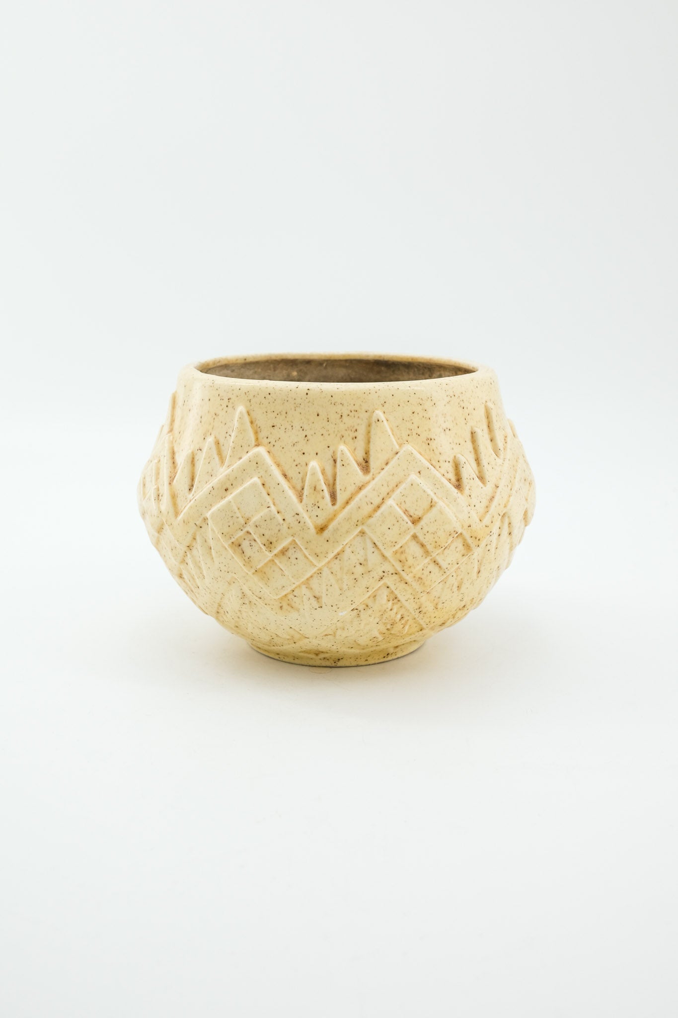 Pottery Planter with Geometric Pattern / 幾何学模様の陶器プランター