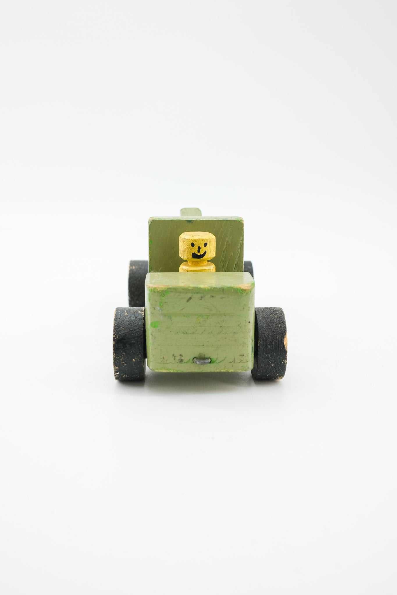 Vintage Wooden Crane Truck - Medium Green / ヴィンテージ 木製クレーントラック（ミディアムグリーン）
