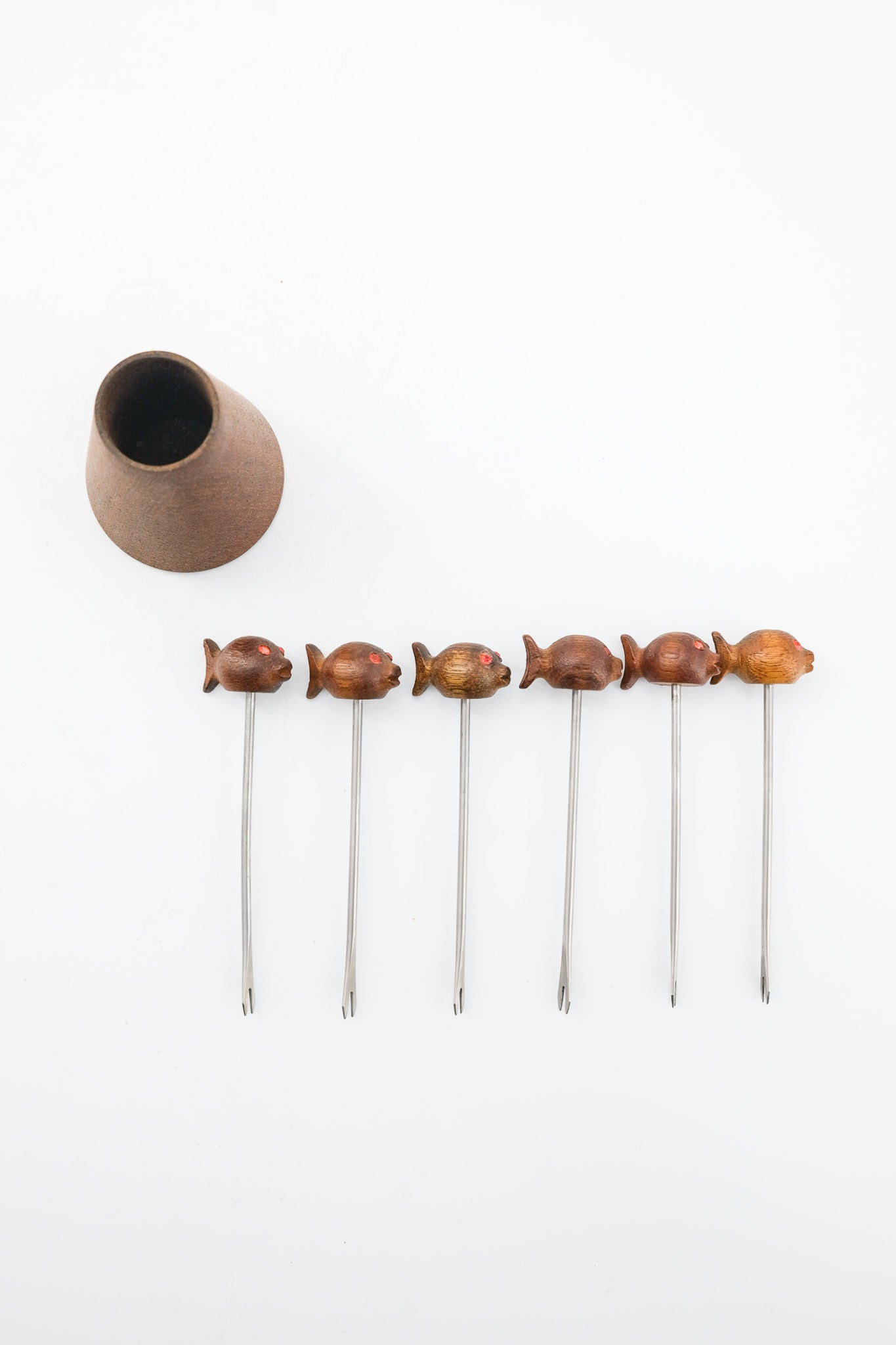 フィッシュモチーフ カクテルピックセット / Vintage Wooden Fish Cocktail Picks Set