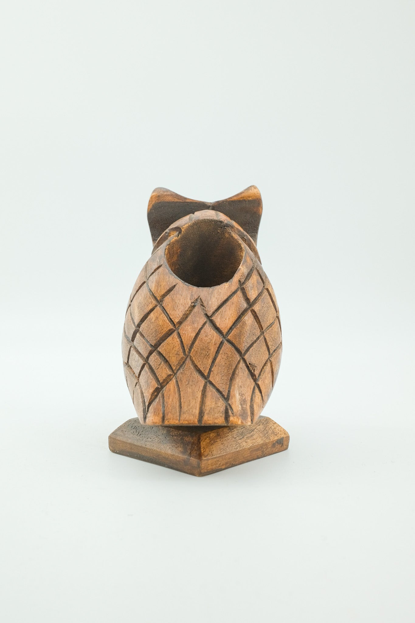 Wooden Owl Pen Holder / 木彫りのフクロウ ペンホルダー