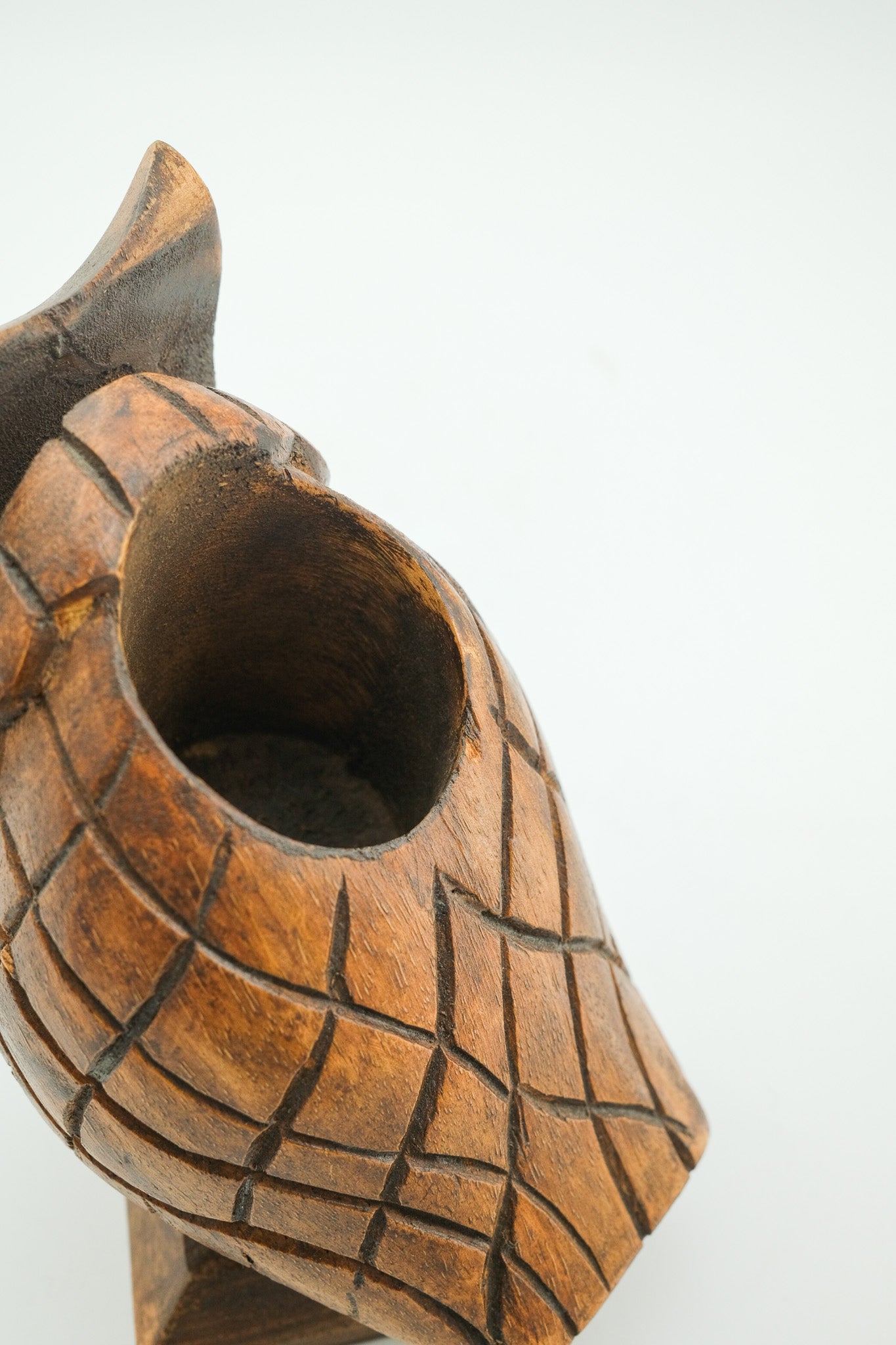 Wooden Owl Pen Holder / 木彫りのフクロウ ペンホルダー