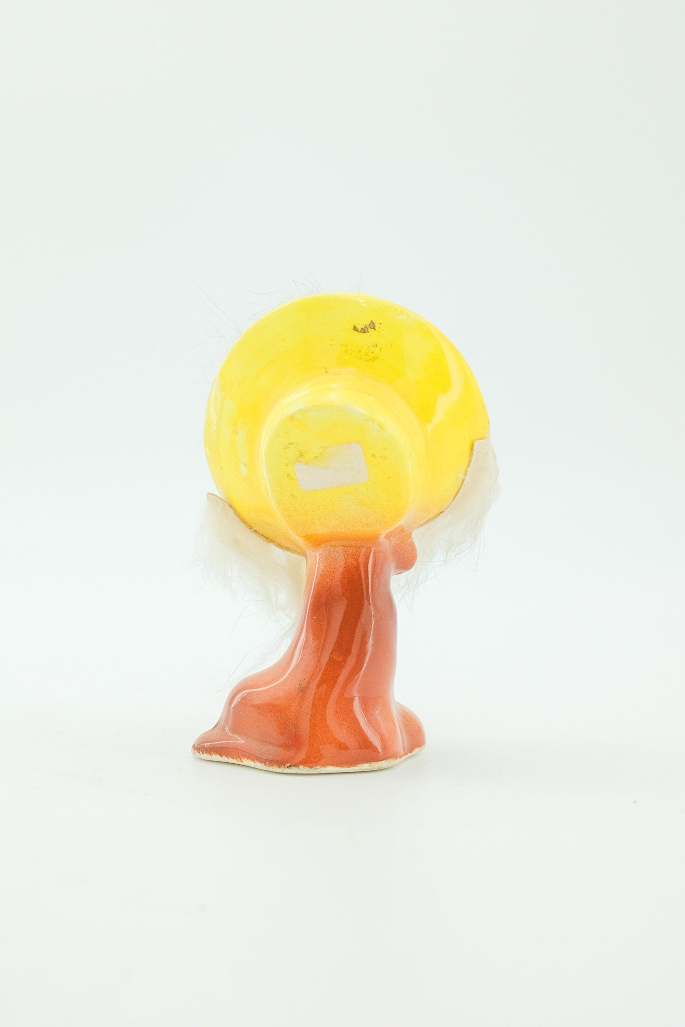 Vintage Ceramic Lion Figurine with Yellow Hat / 黄色い帽子のライオン 陶器置物