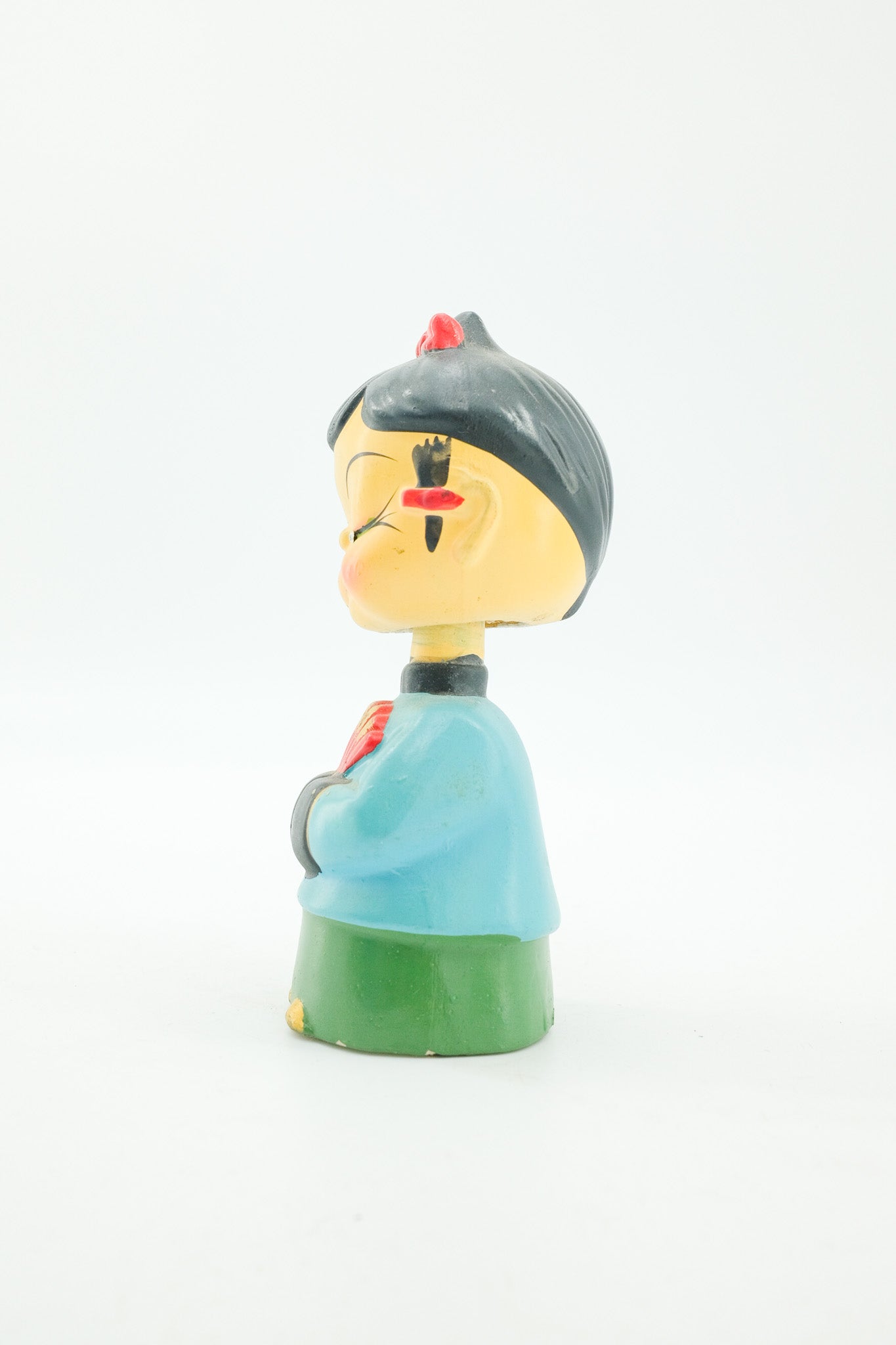 Japanese Vintage Bobblehead - Girl with Red Fan / 和製ビンテージ 首振り人形 赤い扇子の女の子