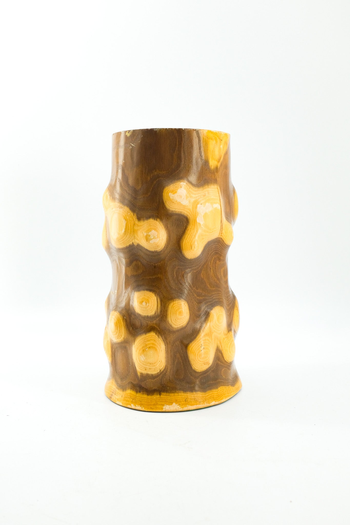 Hand-carved Wooden Vase / 杢目の木製花器