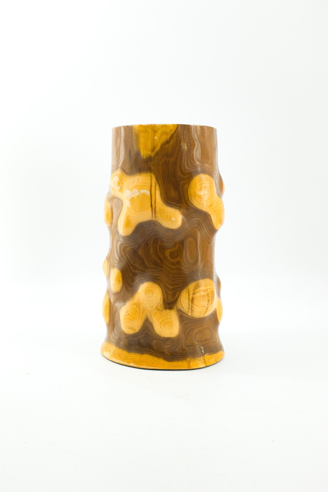 Hand-carved Wooden Vase / 杢目の木製花器