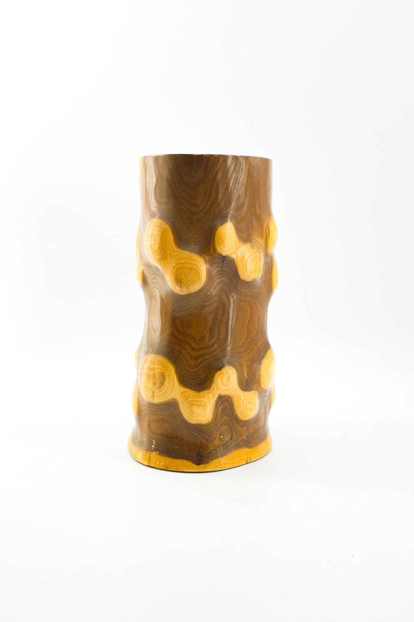 Hand-carved Wooden Vase / 杢目の木製花器
