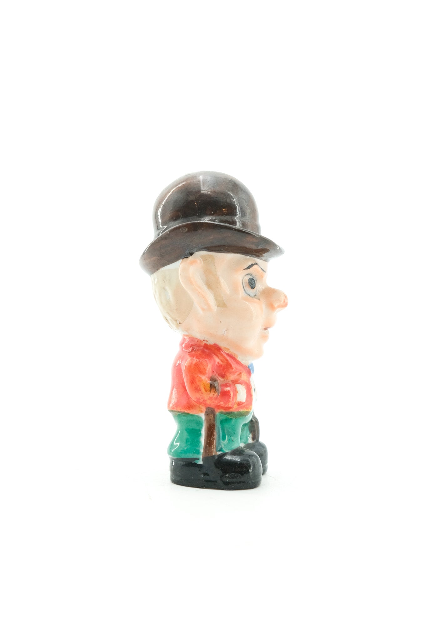 Vintage Ceramic Figurine / ボーラーハットの男性
