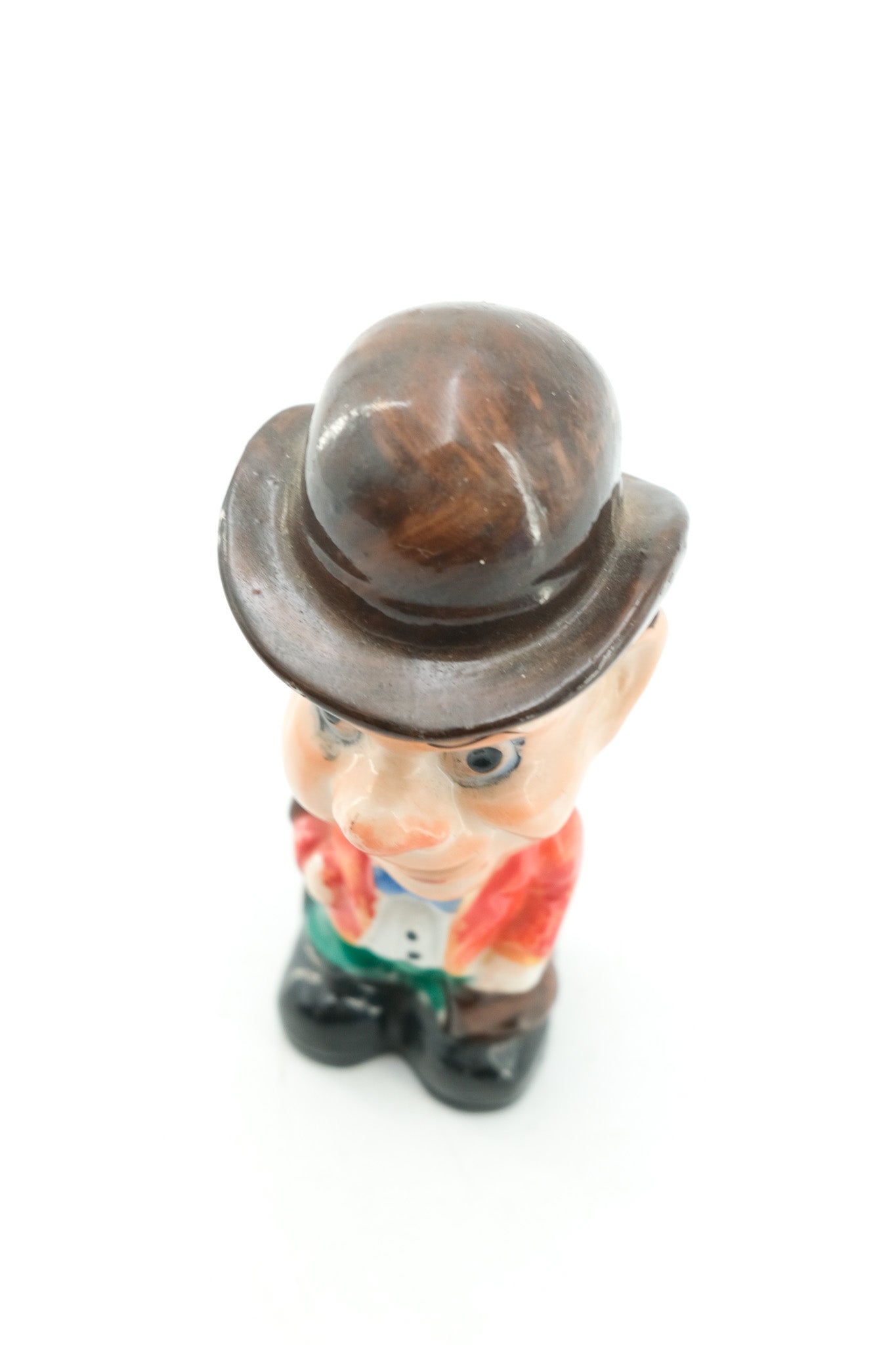 Vintage Ceramic Figurine / ボーラーハットの男性