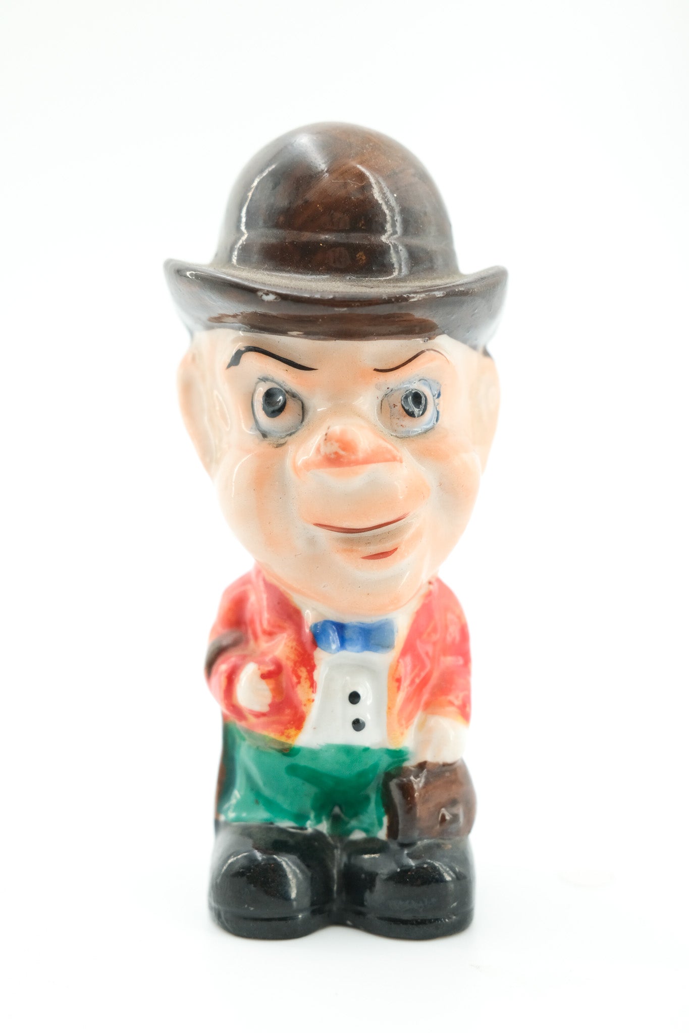 Vintage Ceramic Figurine / ボーラーハットの男性