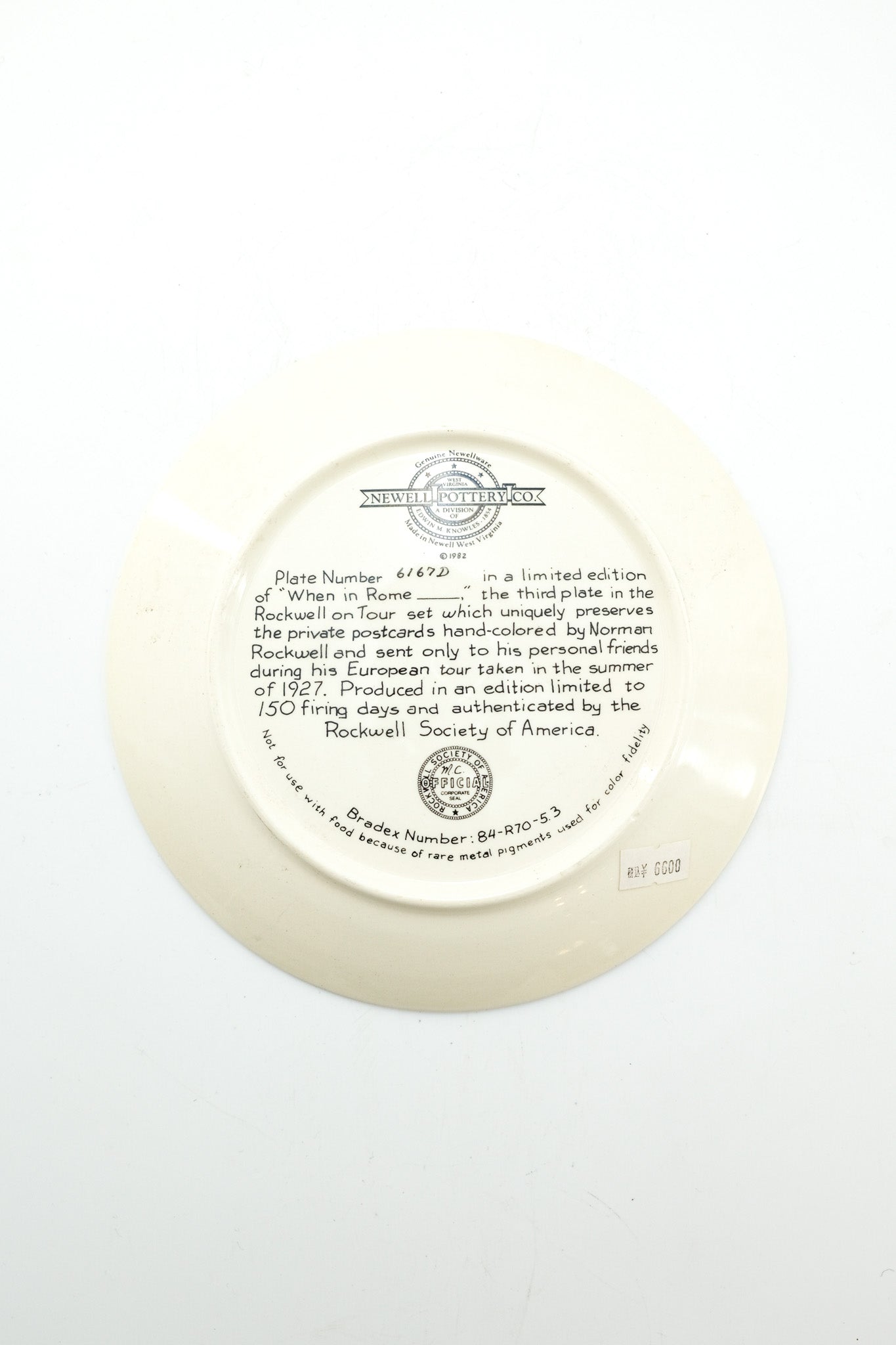 "When in Rome" Collector's Plate / 「When in Rome」コレクターズプレート