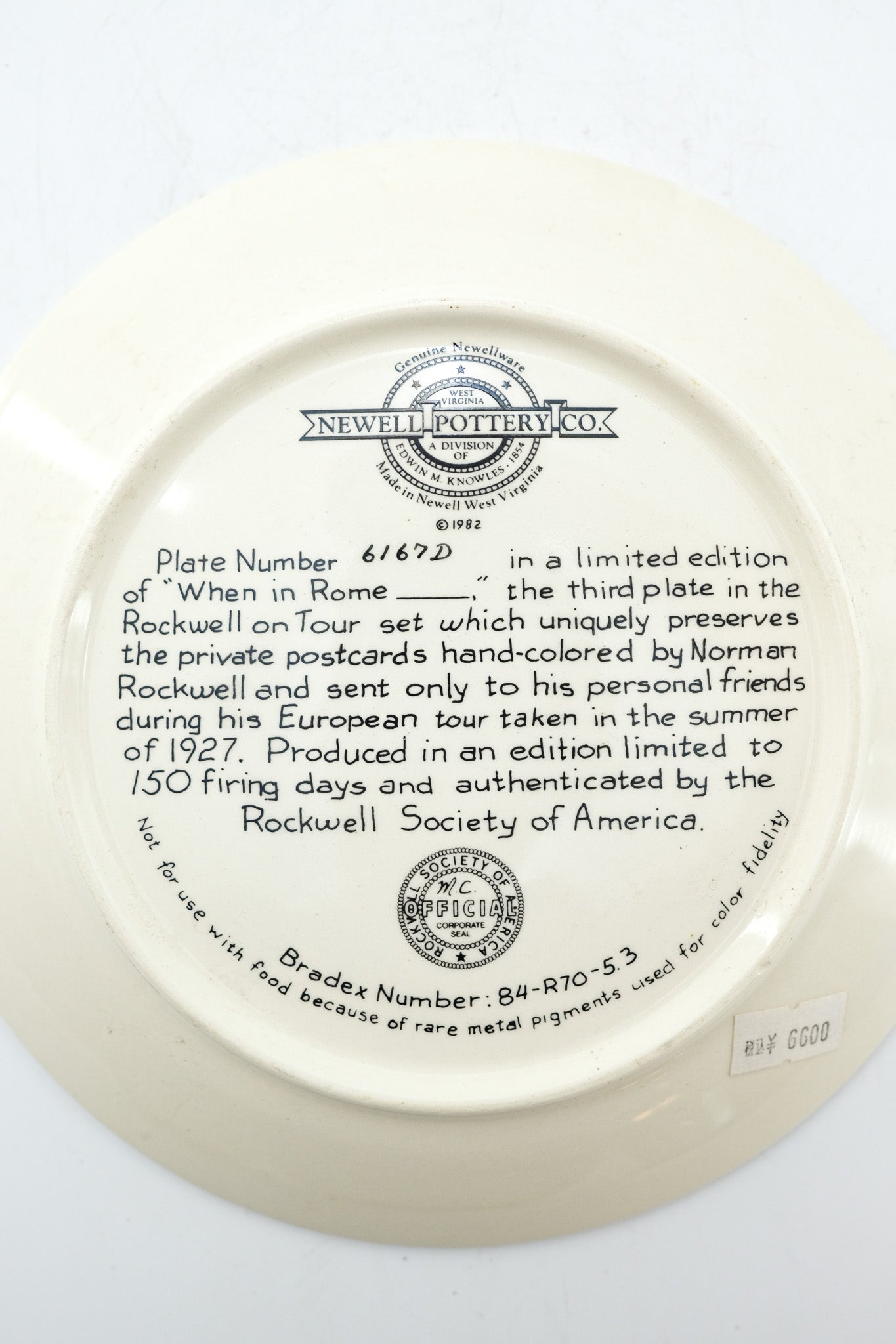 "When in Rome" Collector's Plate / 「When in Rome」コレクターズプレート