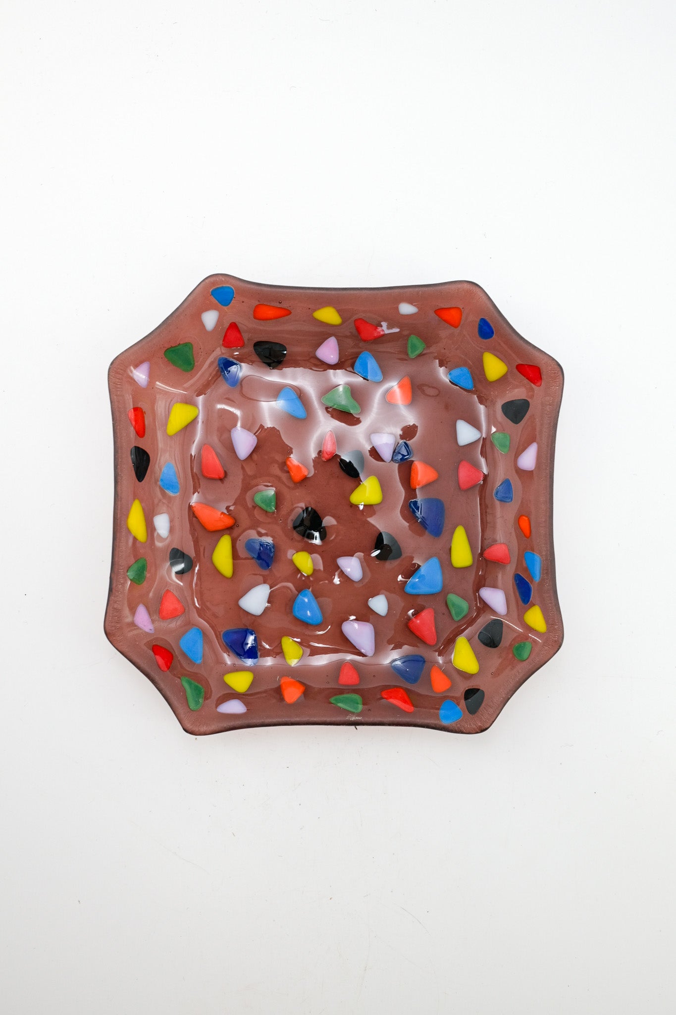 Glass Dish with Colorful Chips / カラフルなガラスチップのスクエアプレート