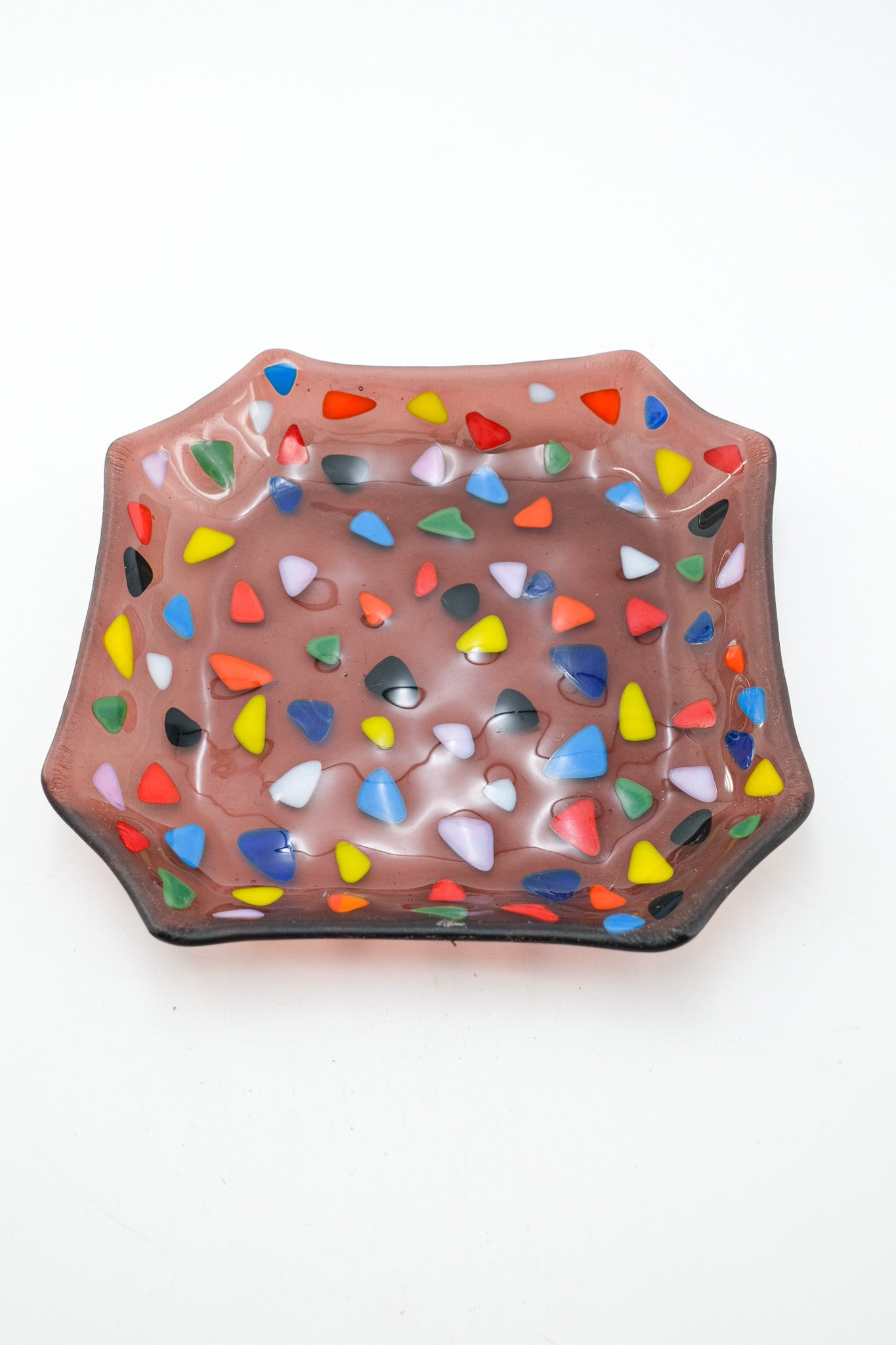 Glass Dish with Colorful Chips / カラフルなガラスチップのスクエアプレート