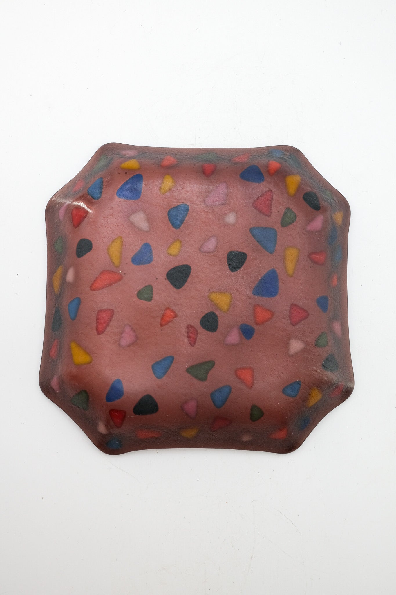 Glass Dish with Colorful Chips / カラフルなガラスチップのスクエアプレート