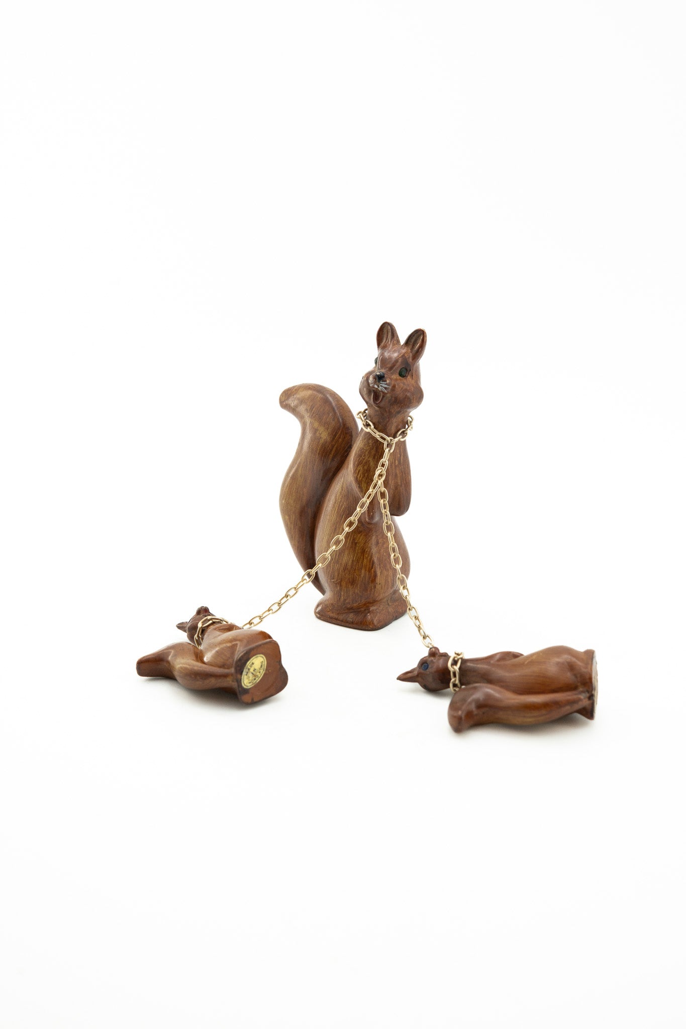 Squirrel Figurines with Chains (Set of 3) / リス 親子フィギュア 3点セット