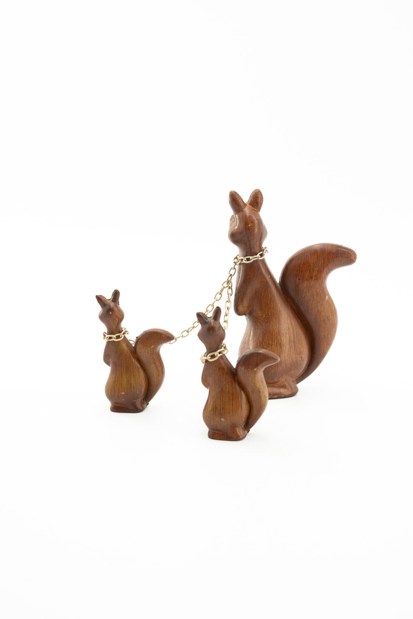 Squirrel Figurines with Chains (Set of 3) / リス 親子フィギュア 3点セット