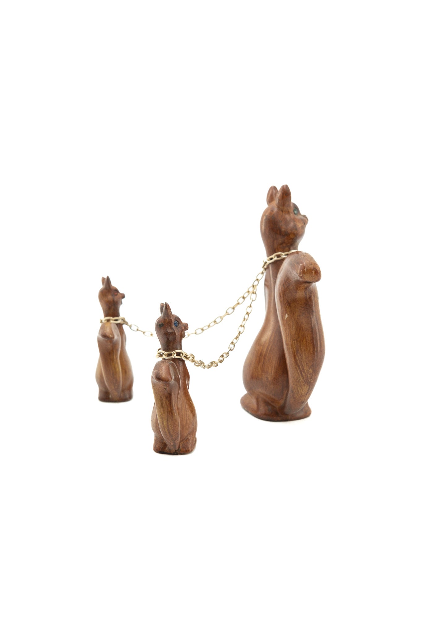 Squirrel Figurines with Chains (Set of 3) / リス 親子フィギュア 3点セット
